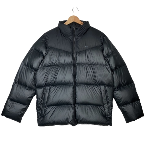 Nike RARE Vintage Y2k Swoosh Down 550 Puffer Zip Up Winter Bomber Jacket Black - Picture 3 of 15
